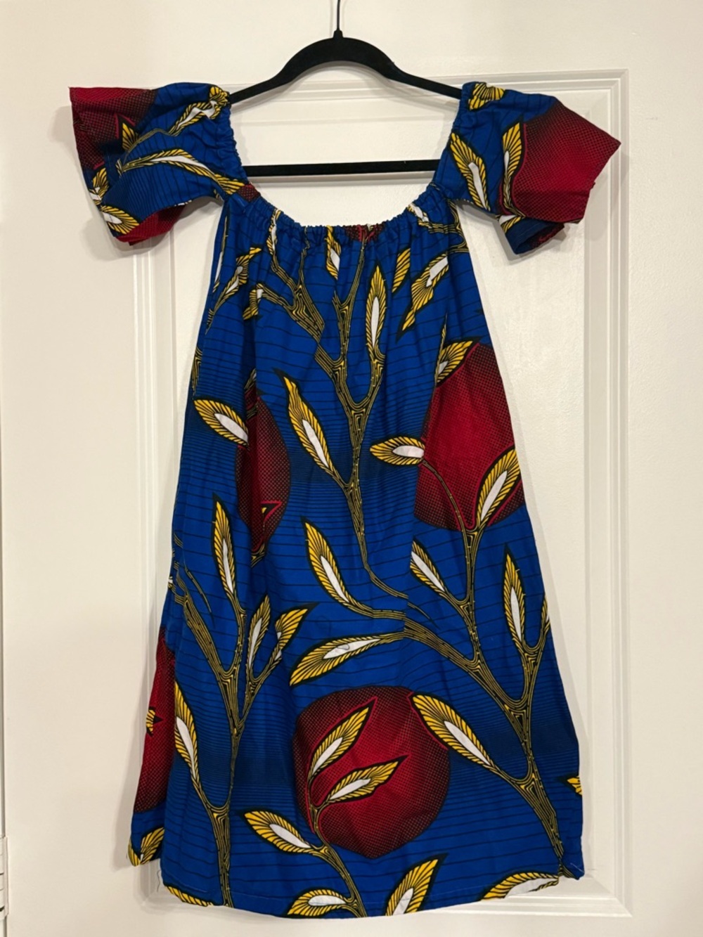 Adinkra Expo African Print Dress | Ankara Wax Print | Size L | Off Shoulder